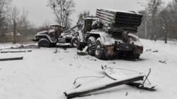 Уничтоженная реактивная система залпового огня российской армии. Харьков, Украина, 25 февраля 2022 года